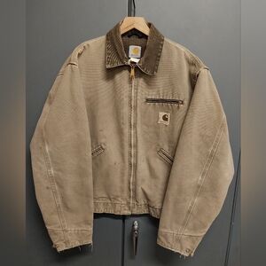 Carhartt Vtg. J97 DES 90's Faded Brown Distress Detriot Jacket Blanket Lined L